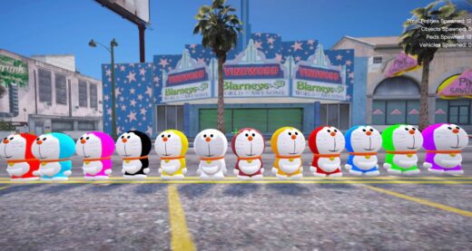 GTA 5 Mods Colourful Doraemon 12 Ped Combo Pack