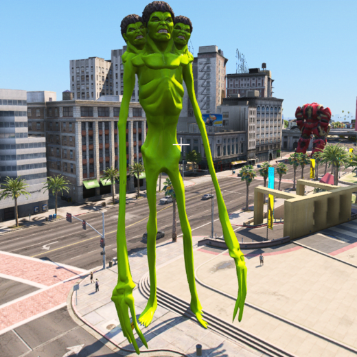 GTA 5 Mods Giant 3 Head Skinny Hulk Addon Ped