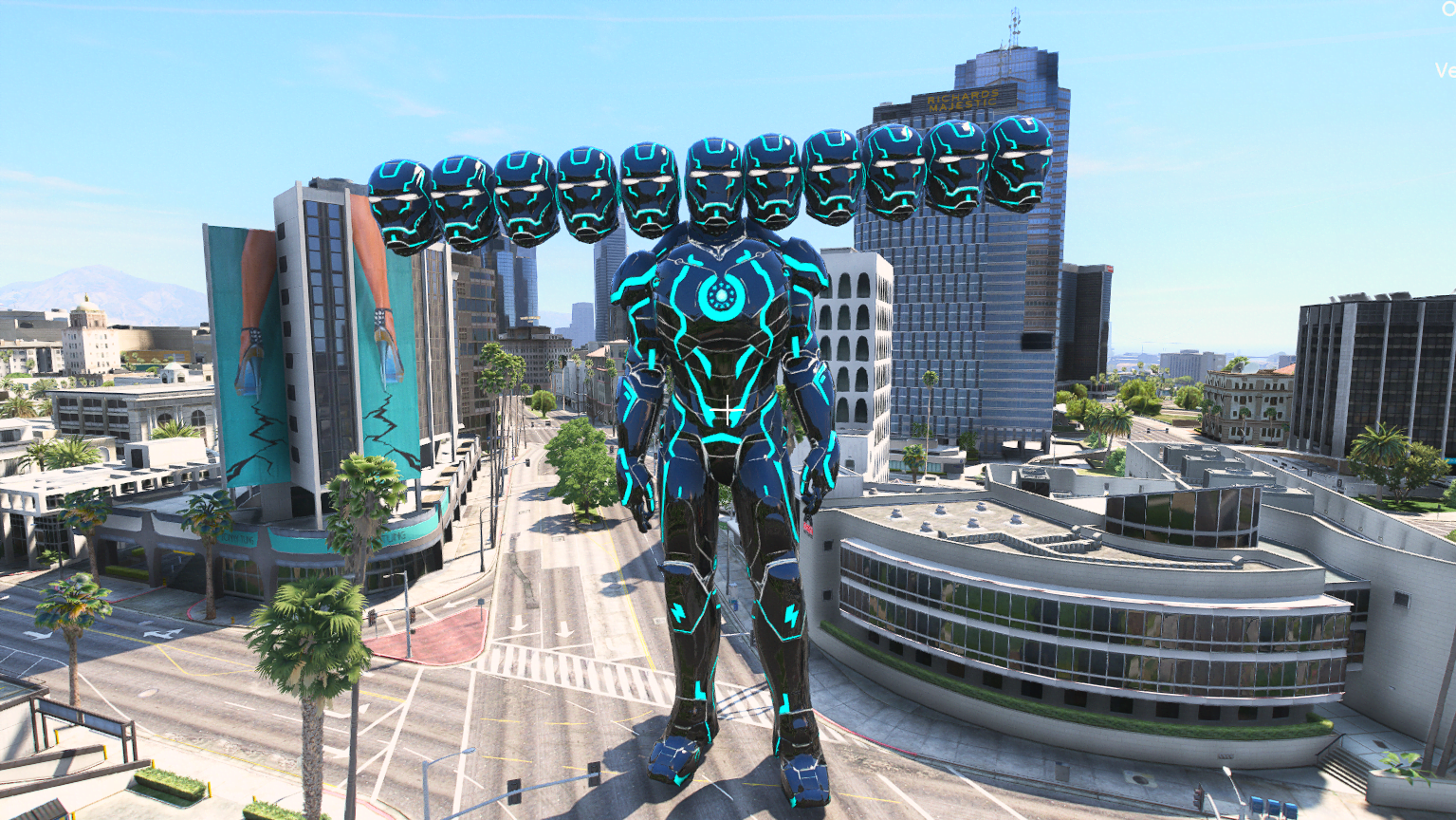 GTA 5 Mods 10 Head Neon Ironman Addon Ped