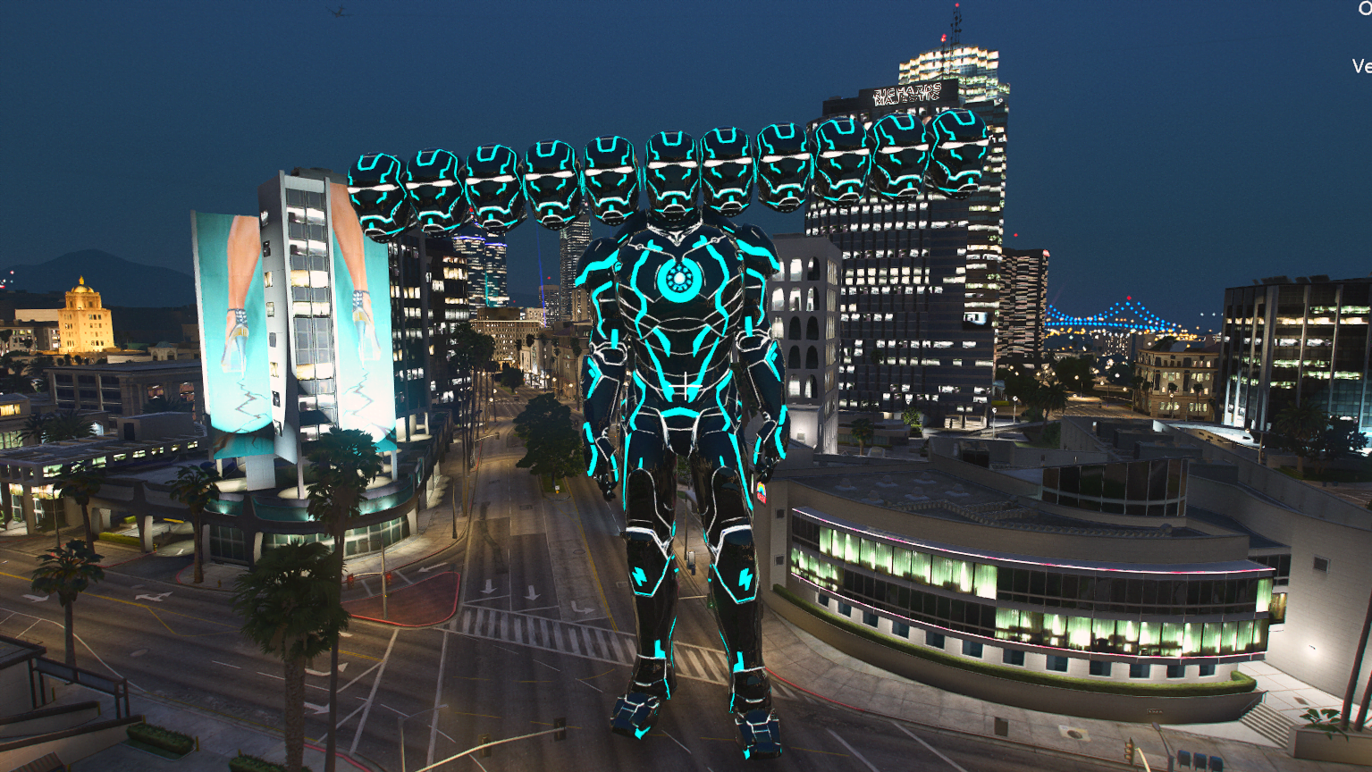 GTA 5 Mods 10 Head Neon Ironman Addon Ped