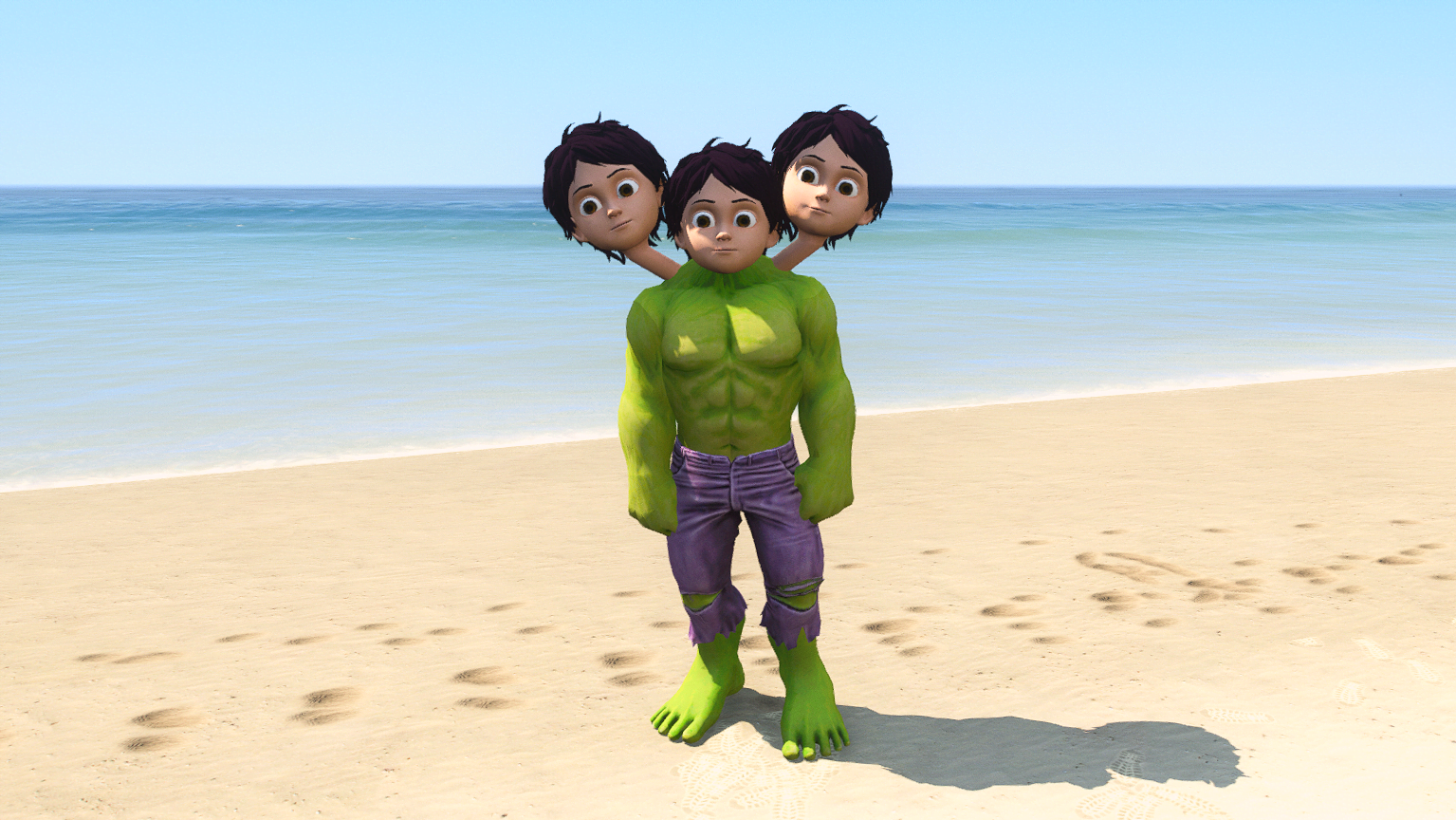 GTA 5 Mods 3 Head Shiva Hulk Addon Ped